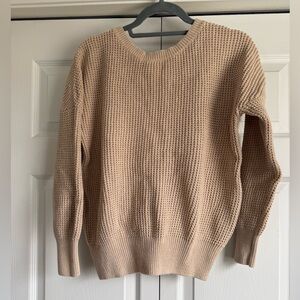 Source Unknown Beige Waffle Knit Crewneck Sweater